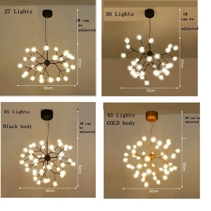 Firefly Branch Chandelier, G4 LED, 9 to 54 Lights