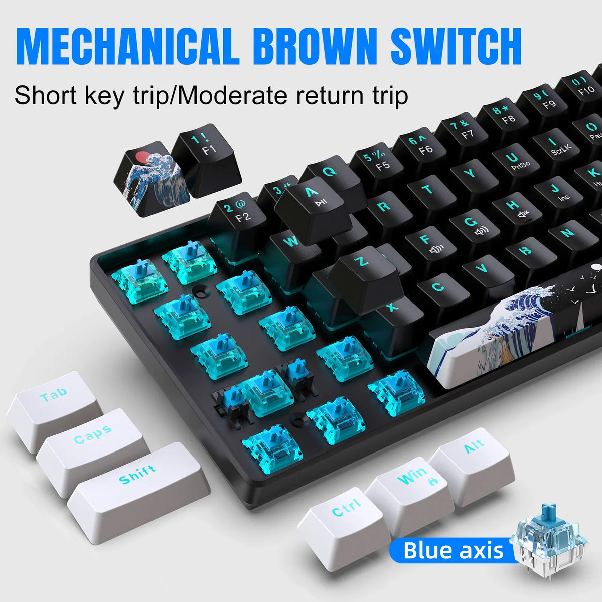 60% Mechanical Gaming Keyboard, Blue Switches, Sea Blue