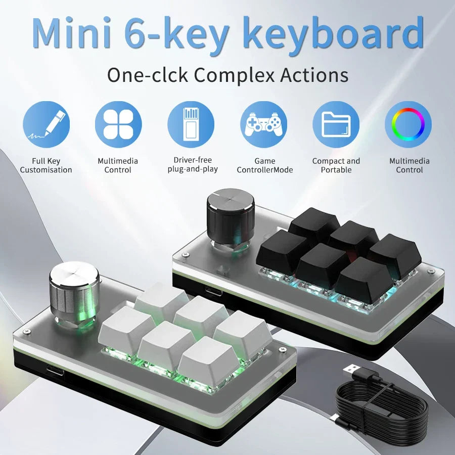 Six Key Macro Keypad with RGB and Control Knob