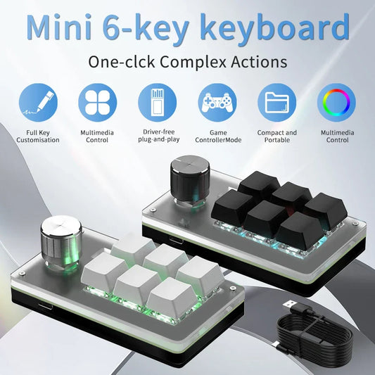 Six Key Macro Keypad with RGB and Control Knob