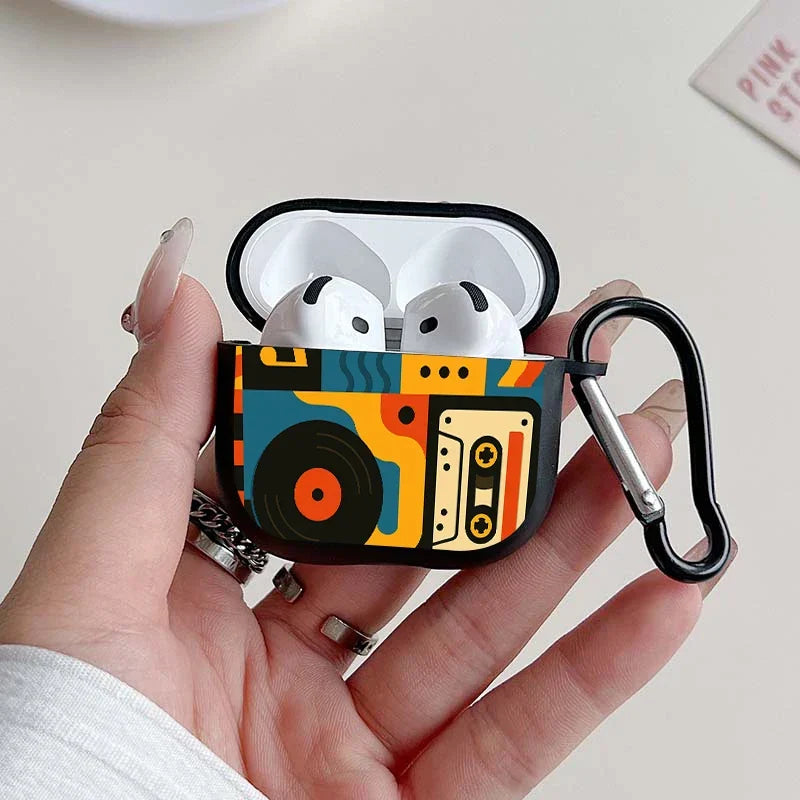 Retro Music Print Case for AirPods, Six Model Fits