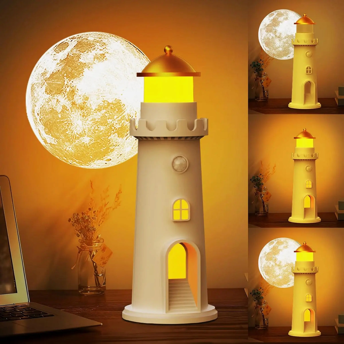 Moon Projection Lamp with Motion Sensor, Rechargeable