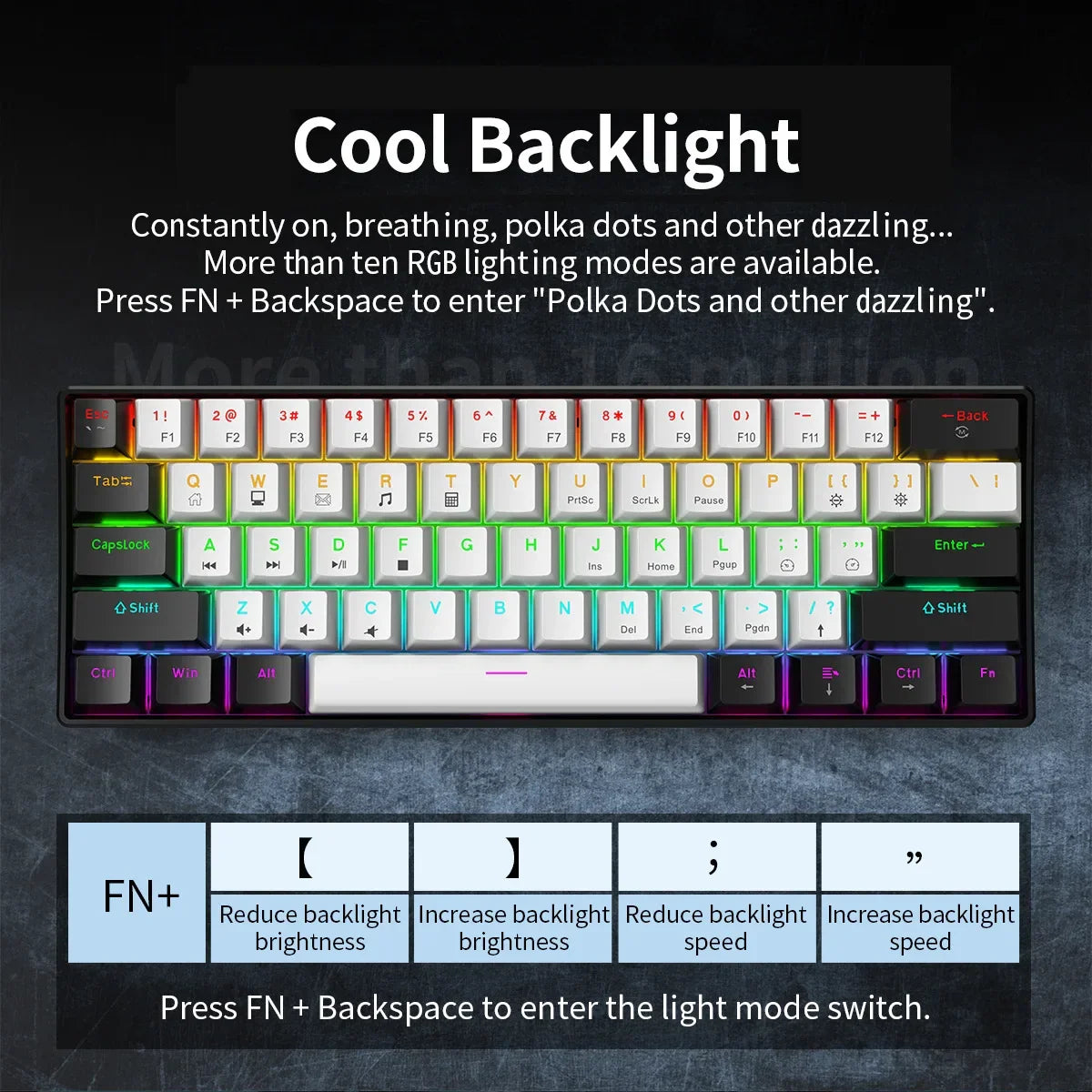 61 Key Mini Mechanical Keyboard, Backlit
