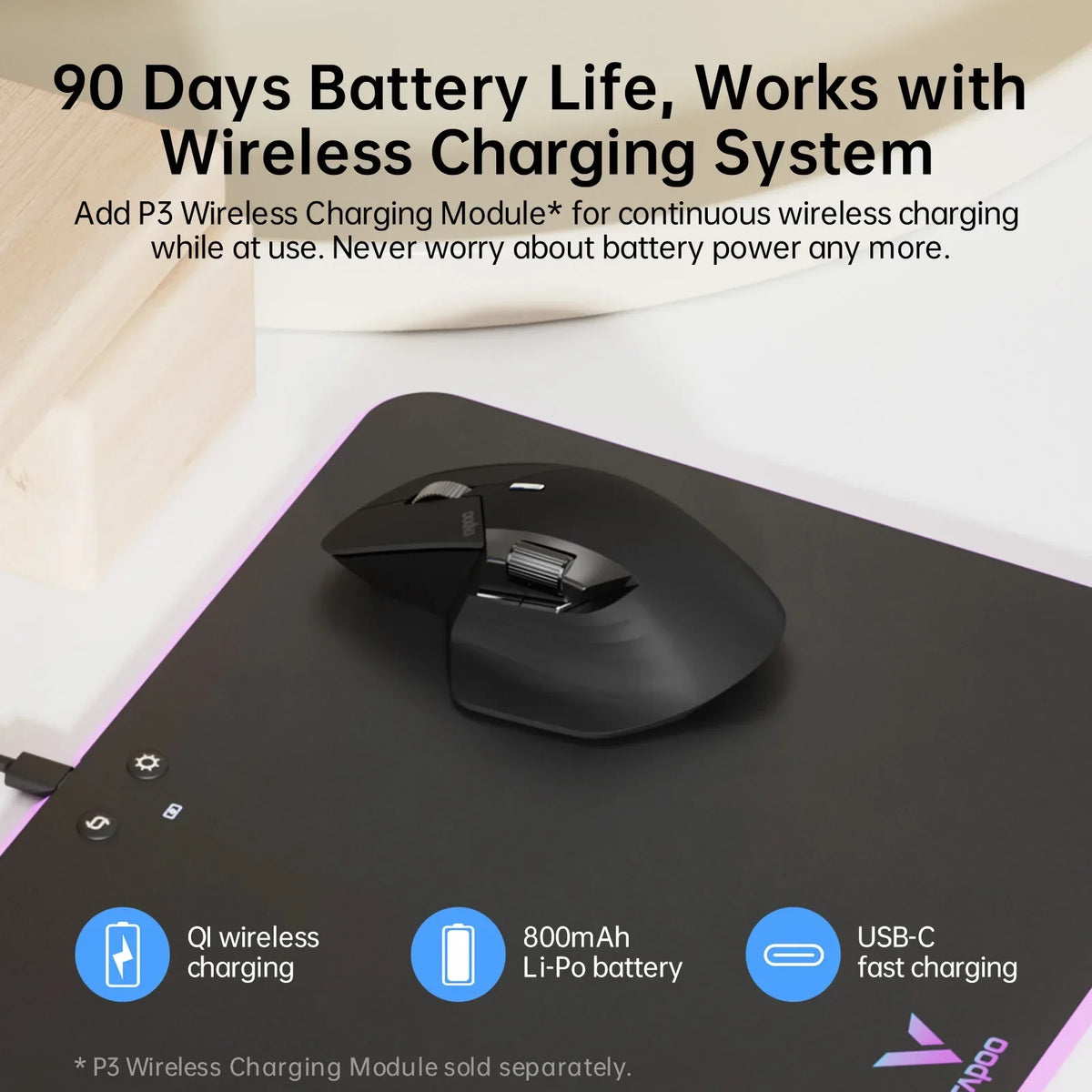 MT760 Multi-Mode Rechargeable Wireless Mouse, 4000 DPI