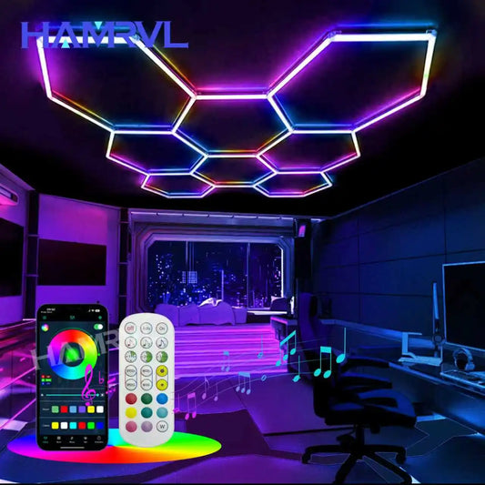 RGB Hexagon Wall Light Panels, Sound Reactive, App Control