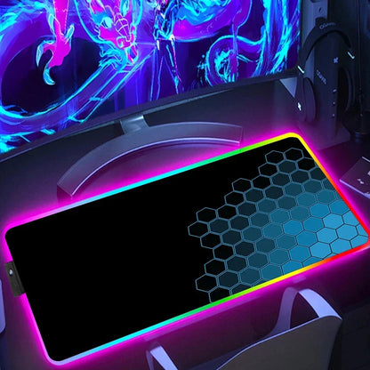 RGB Hexagon Pattern Desk Mat, Anti-Slip, Six Sizes