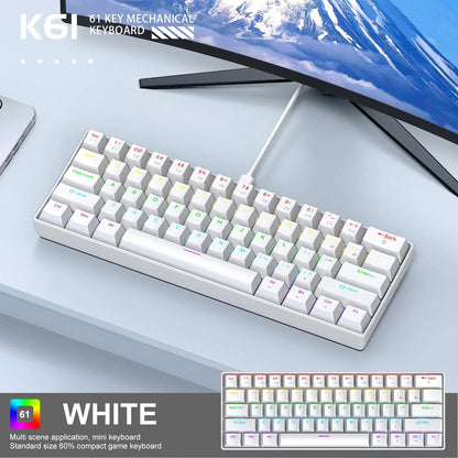 K61 Mini Mechanical Keyboard, 61 Keys, RGB