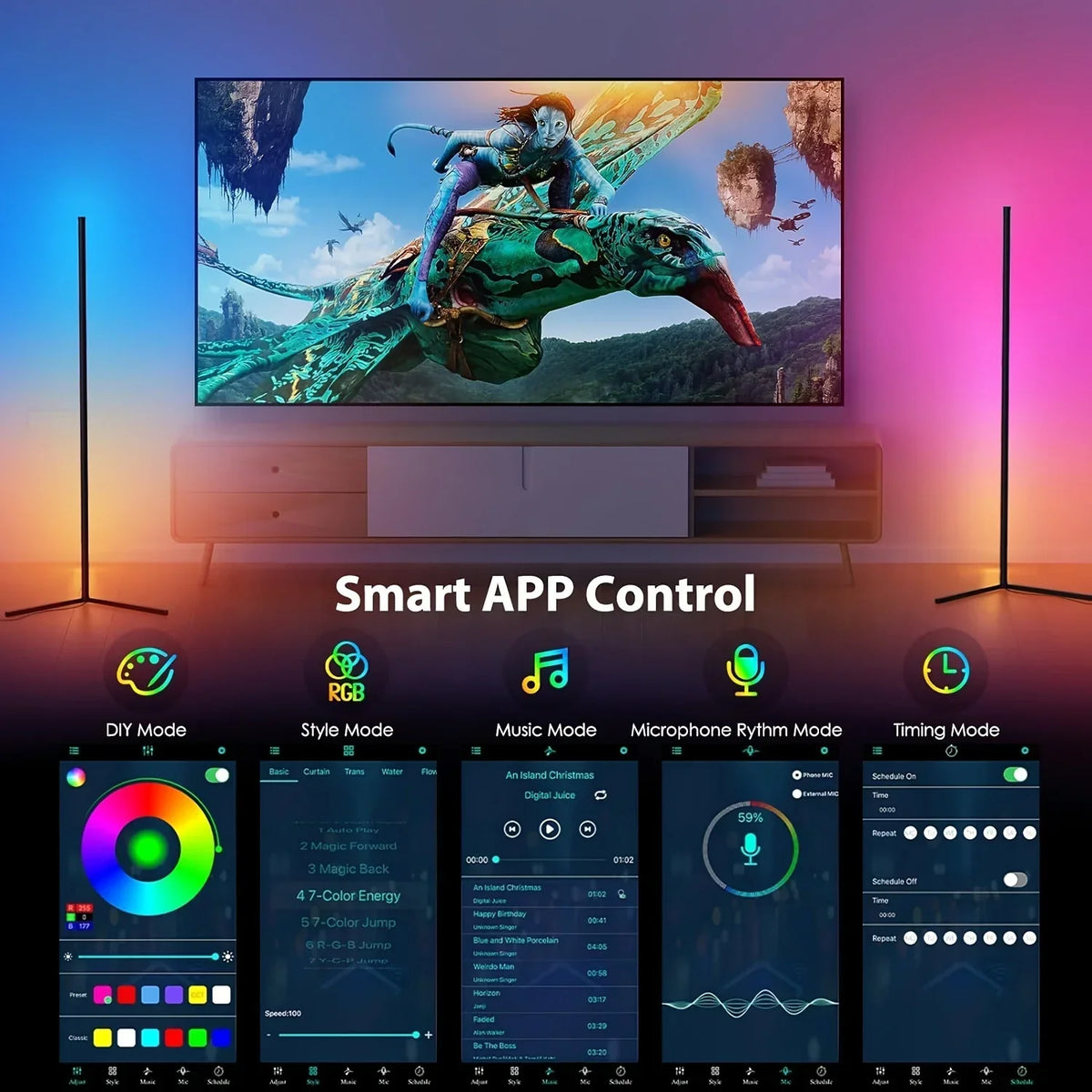 Smart RGB Floor Lamp with App Control and Music Mode