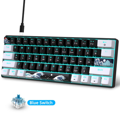 60% Mechanical Gaming Keyboard, Blue Switches, Sea Blue