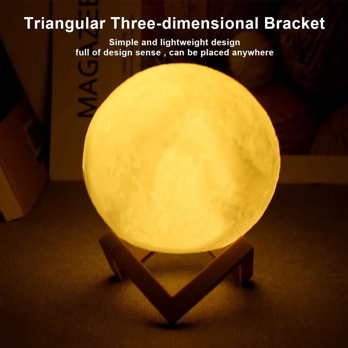 Moon Lamp LED Night Light with Stand, Battery Powered