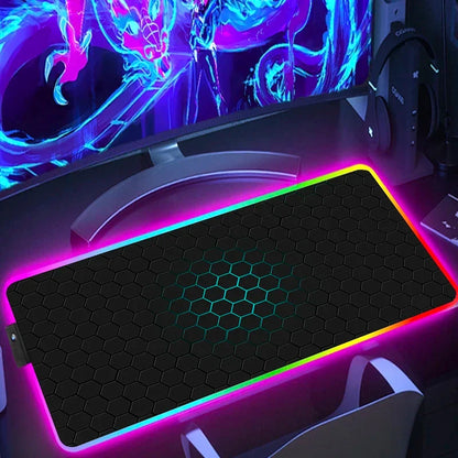RGB Hexagon Pattern Desk Mat, Anti-Slip, Six Sizes