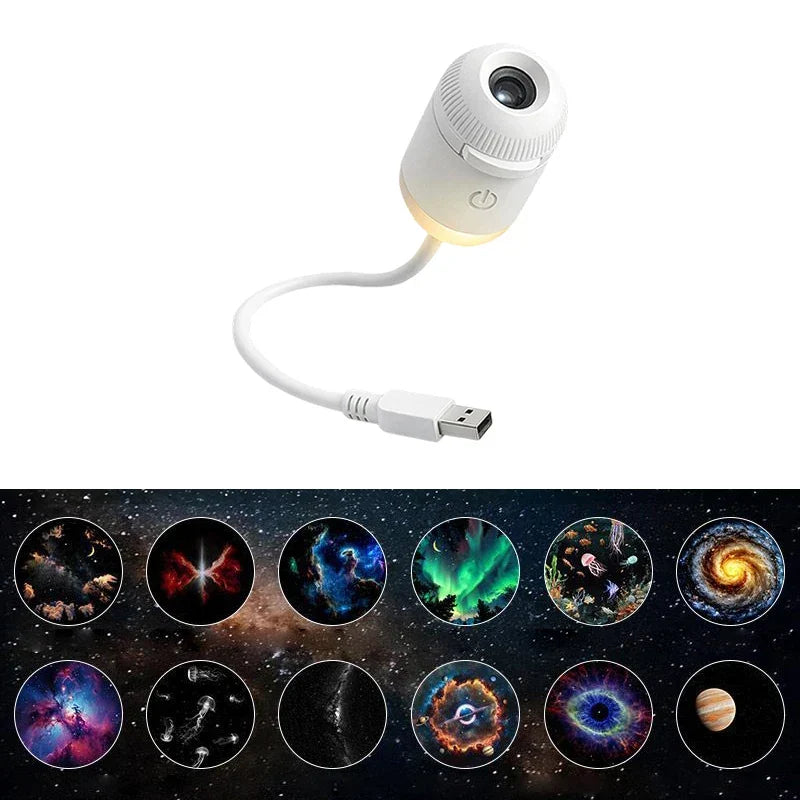 Mini Galaxy Star Projector with Interchangeable Slides