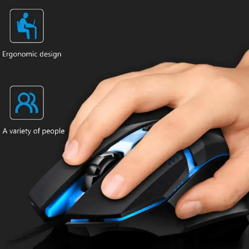 Ergonomic Wired Gaming Mouse, Four Button, RGB