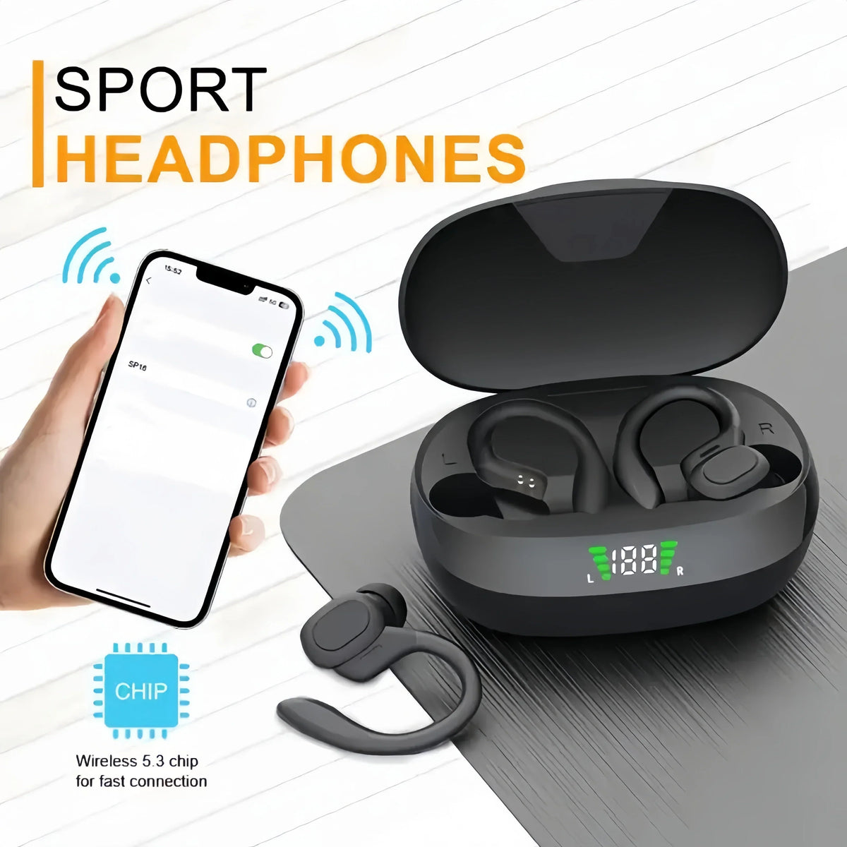 Ear Clip Open-Ear Wireless Earbuds with Microphone