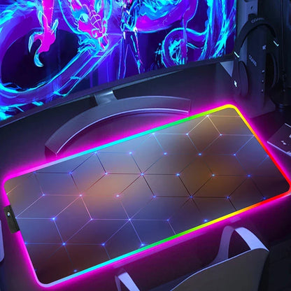 RGB Hexagon Pattern Desk Mat, Anti-Slip, Six Sizes