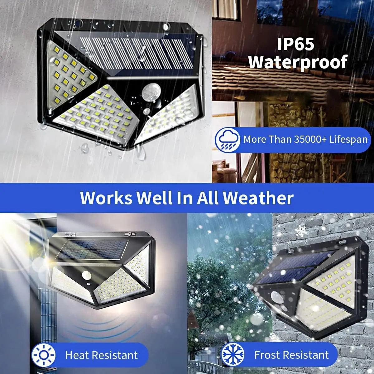 Solar Security Light, 100 LED, IP65 Waterproof
