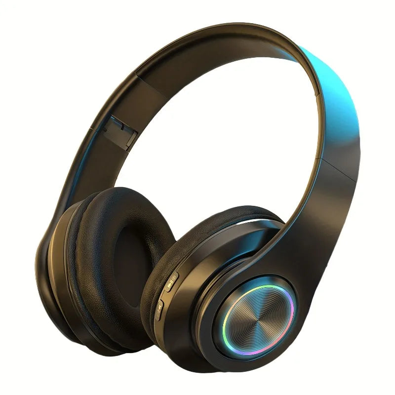 Wireless Over-Ear Headphones with LED Lighting and Deep Bass
