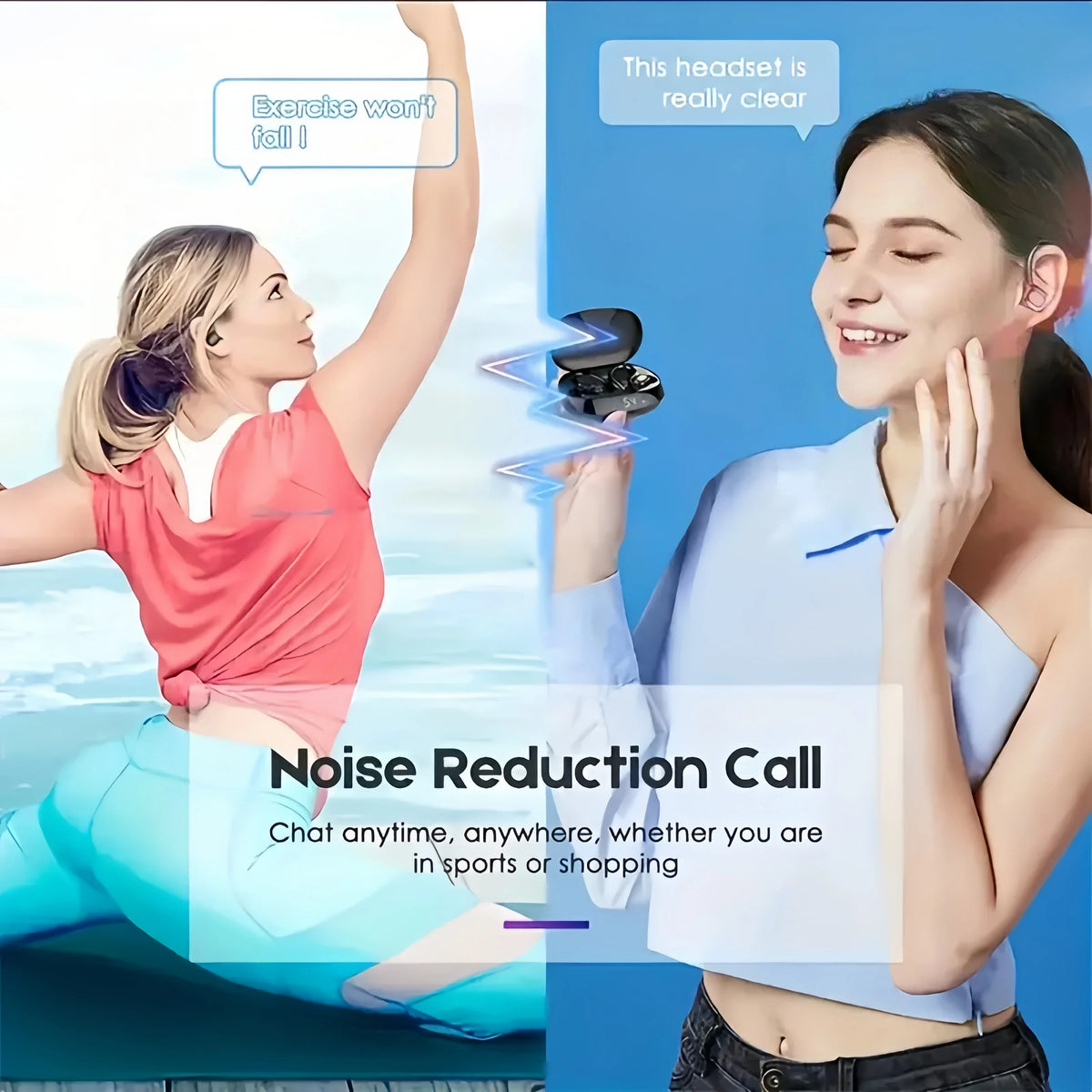 Ear Clip Open-Ear Wireless Earbuds with Microphone