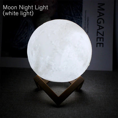 Moon Lamp LED Night Light with Stand, Battery Powered