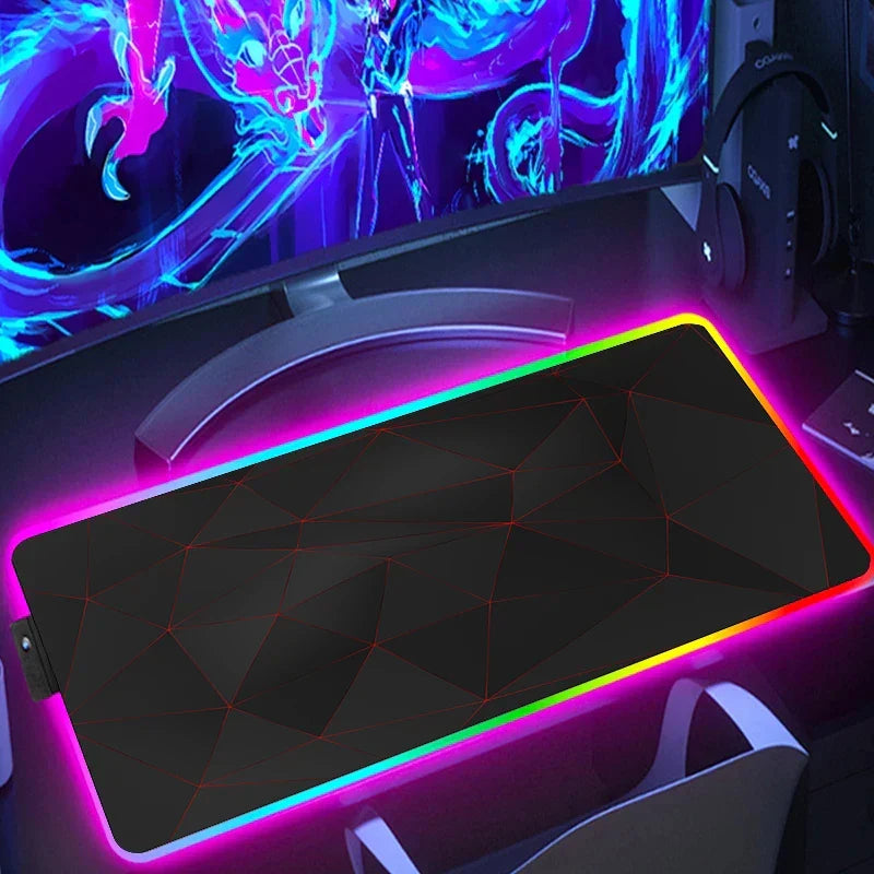 RGB Hexagon Pattern Desk Mat, Anti-Slip, Six Sizes