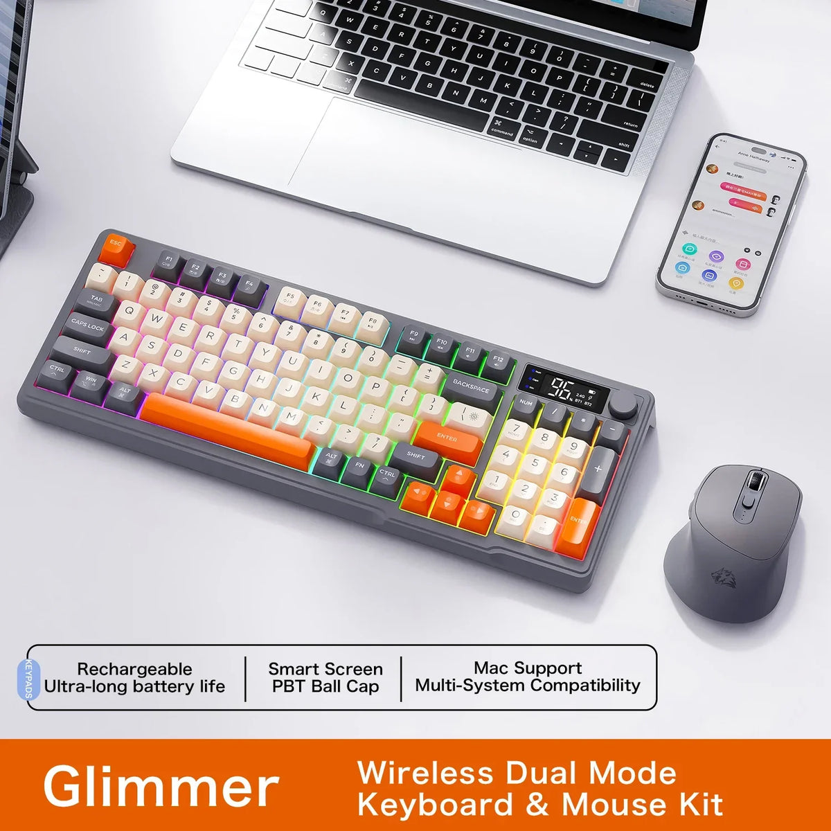 M96 Bluetooth Mechanical Keyboard with Display Screen