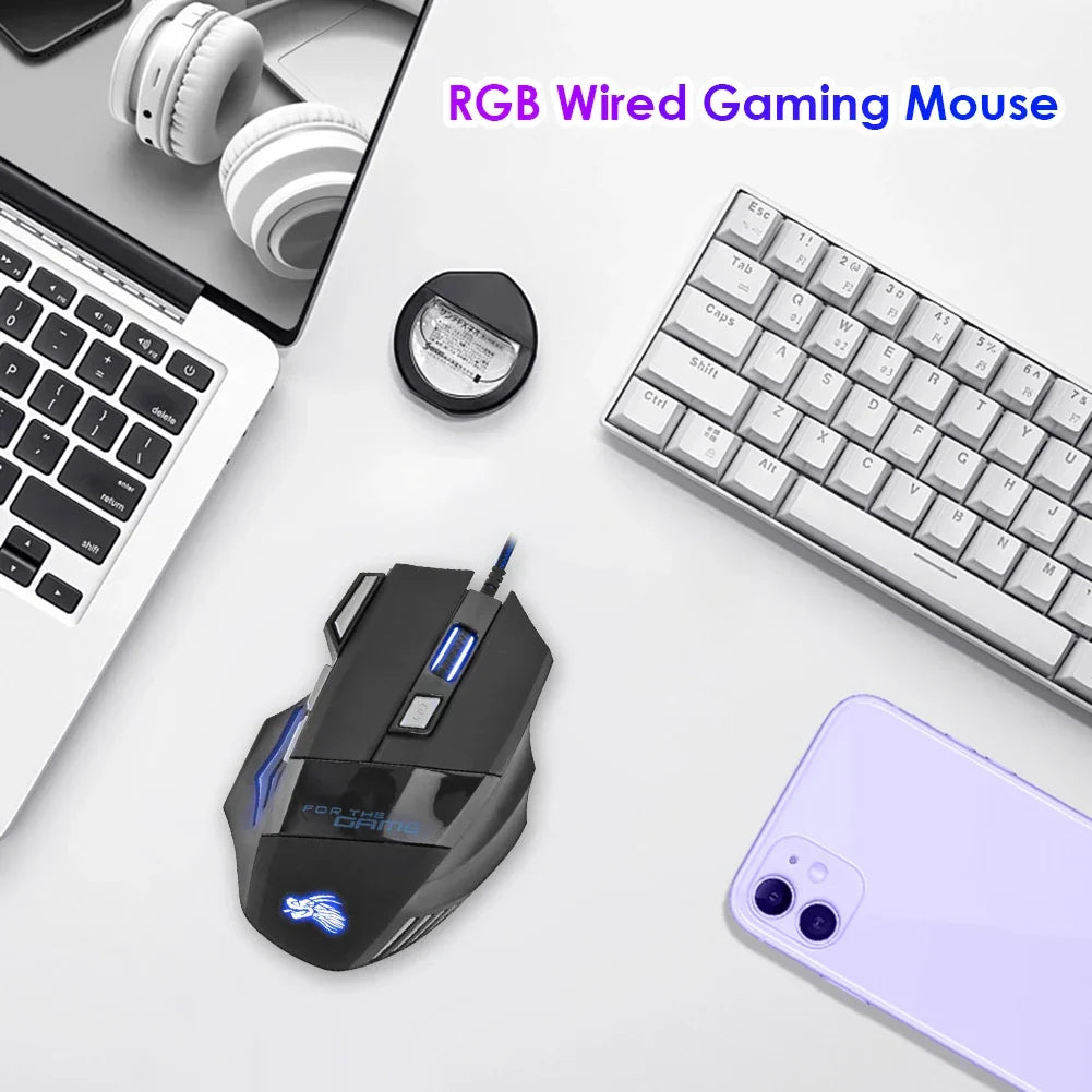 Seven Button Backlit Gaming Mouse, 5500 DPI, Wired