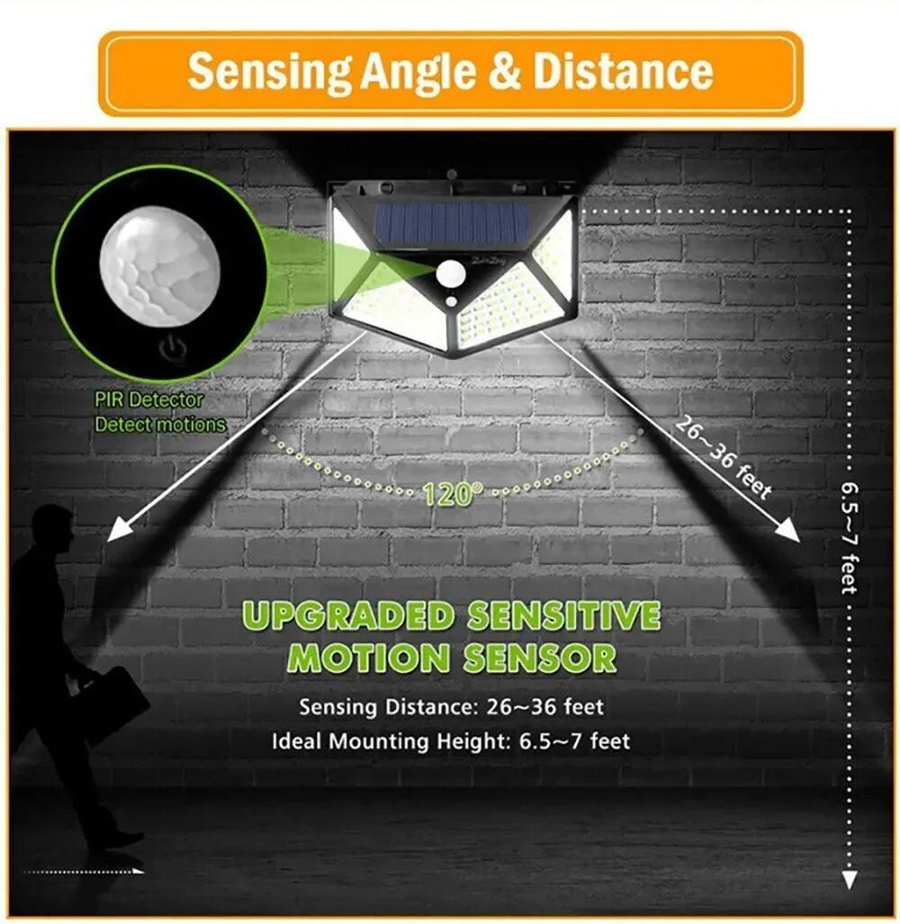 Solar Security Light, 100 LED, IP65 Waterproof