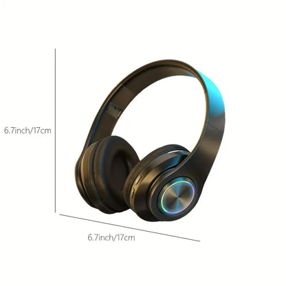 Wireless Over-Ear Headphones with LED Lighting and Deep Bass
