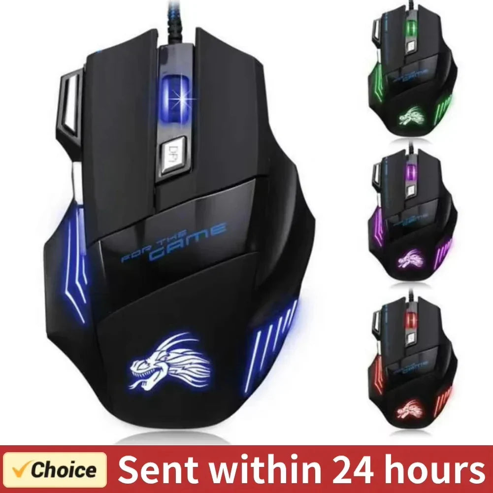 Seven Button Backlit Gaming Mouse, 5500 DPI, Wired