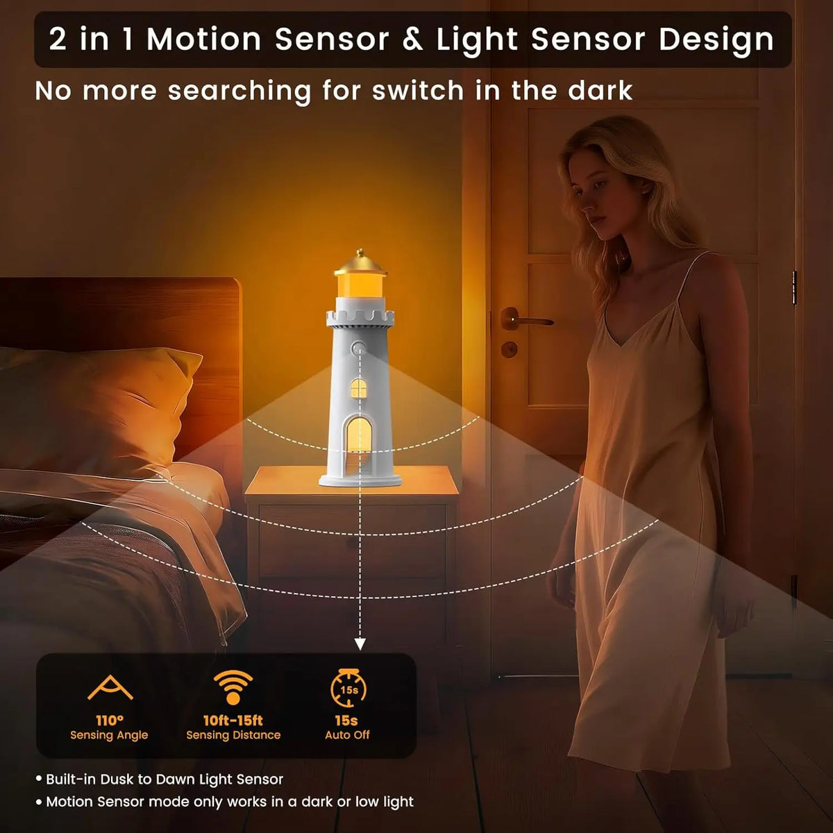 Moon Projection Lamp with Motion Sensor, Rechargeable