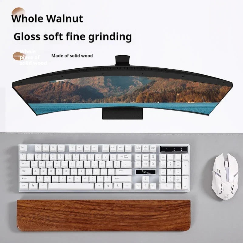 Walnut Wood Keyboard Wrist Rest, Five Sizes