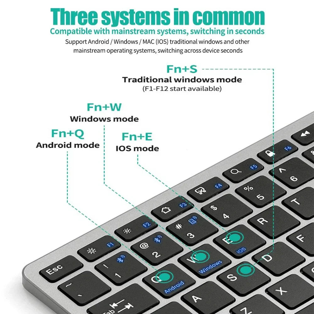 KM02 Wireless Keyboard, Bluetooth 5.0 and 2.4G