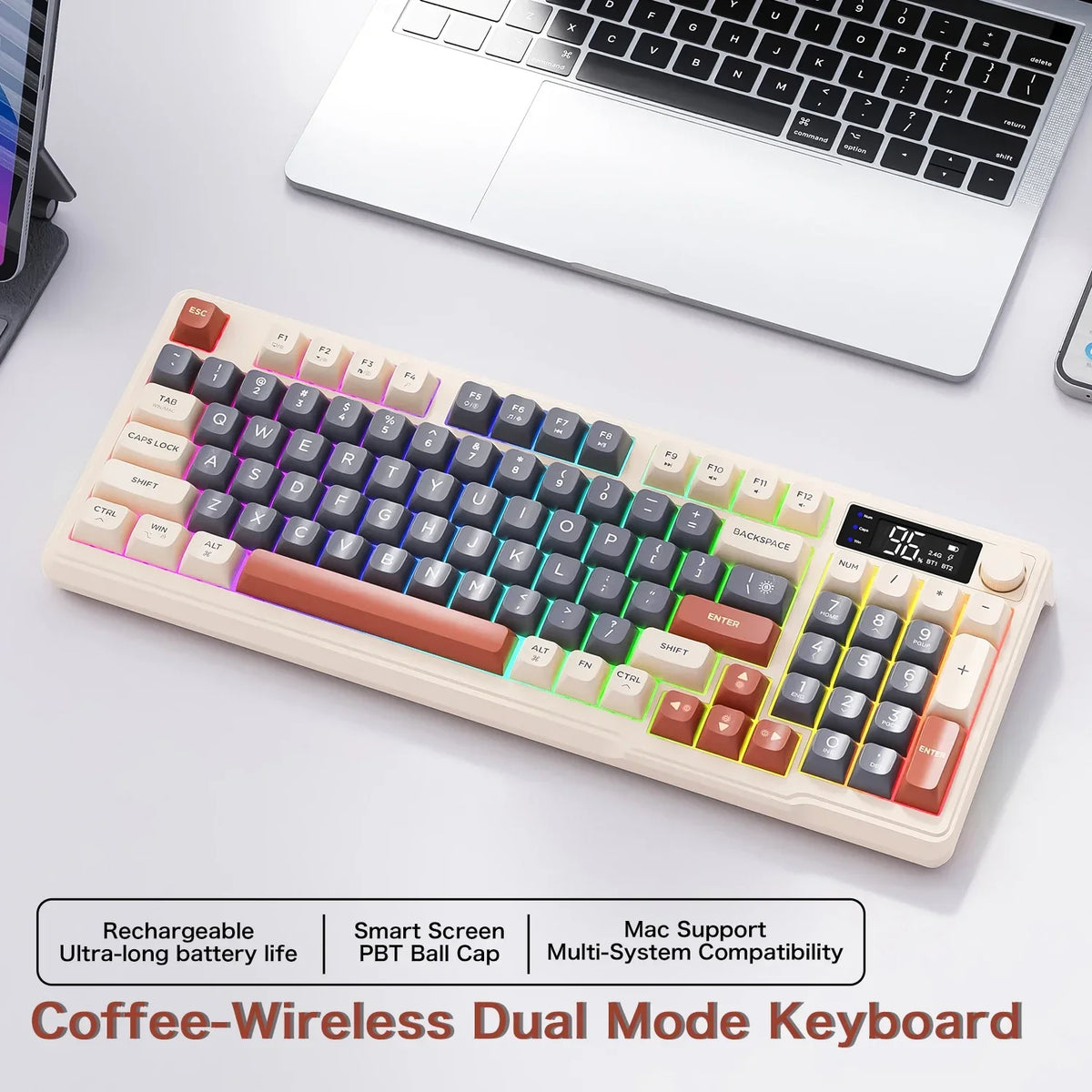 M96 Bluetooth Mechanical Keyboard with Display Screen
