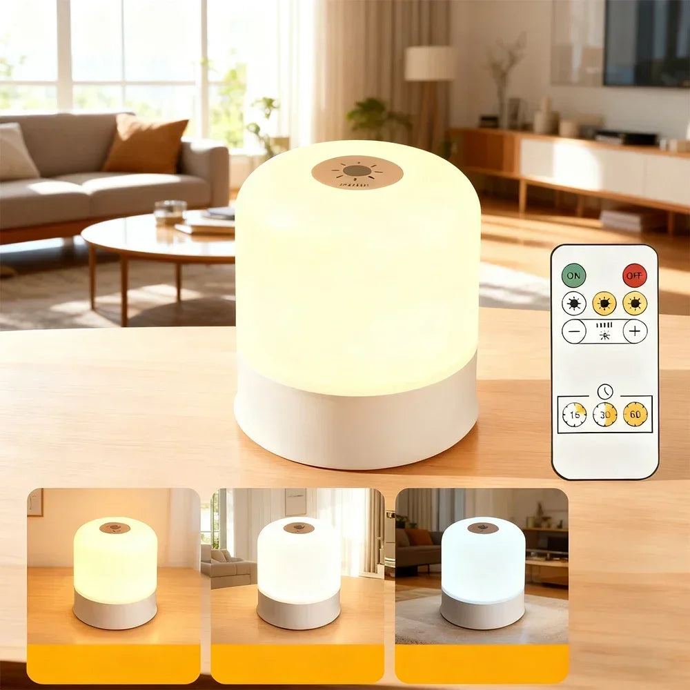 Dimmable Bedside Night Light, Plug-In or Rechargeable
