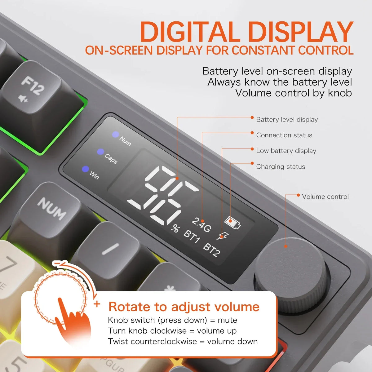 M96 Bluetooth Mechanical Keyboard with Display Screen