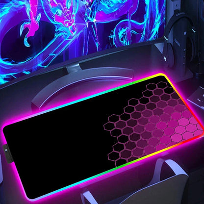 RGB Hexagon Pattern Desk Mat, Anti-Slip, Six Sizes