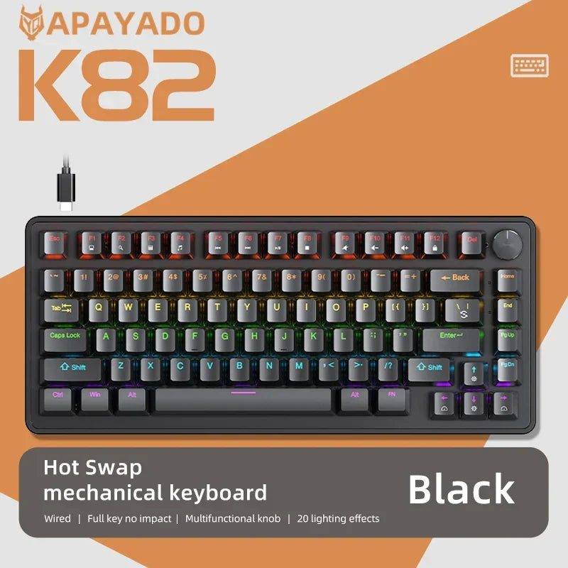 75% Mechanical Keyboard with Media Knob, Wired